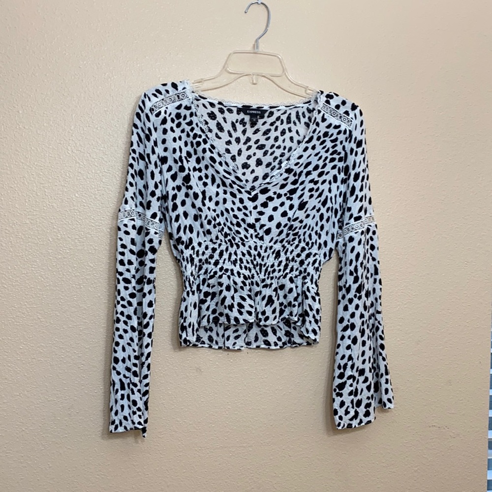 XS Express- Black & White Animal Print Top